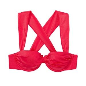 Victoria's Secret Strawberry Pink Red Shine Strap Bikini Top